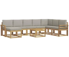 Lauko sofos komplektas su pagalve 9 pcs Balta ir šviesiai pilka