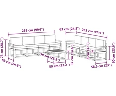 Lauko sofos komplektas 9 vnt. 8 vietos Balta ir antracito