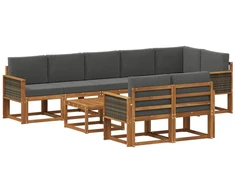 Lauko sofos komplektas su pagalve 9 pcs Natūralus ir antracitas