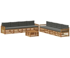 Lauko sofos komplektas su pagalve 9 pcs Natūralus ir antracitas