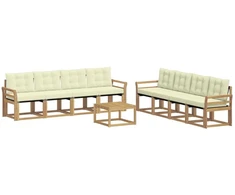 Lauko sofos komplektas su pagalve 9 pcs Balta ir kreminė