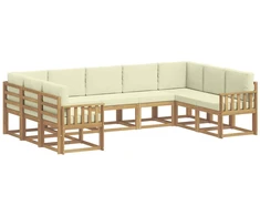 Lauko sofos komplektas su pagalve 9 pcs Balta ir kreminė