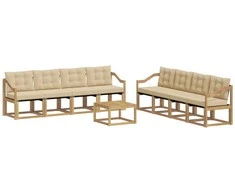 Lauko sofos komplektas su pagalve 9 pcs Balta ir kreminė