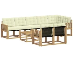 Lauko sofos komplektas su pagalve 9 pcs Balta ir kreminė