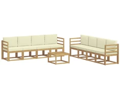 Lauko sofos komplektas su pagalve 9 pcs Balta ir kreminė