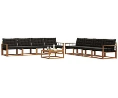 Lauko sofos komplektas su pagalve 9 pcs Natūrali ir juoda