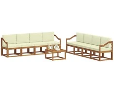 Lauko sofos komplektas su pagalve 9 pcs Natūralus ir grietinėlė