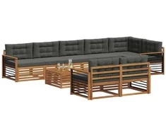Lauko sofos komplektas su pagalve 9 pcs Natūralus ir antracitas