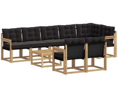 Lauko sofos komplektas su pagalve 9 pcs Balta ir juoda