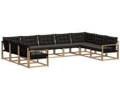 Lauko sofos komplektas su pagalve 9 pcs Balta ir juoda