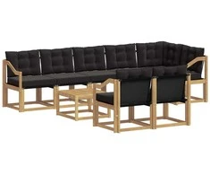 Lauko sofos komplektas su pagalve 9 pcs Balta ir juoda