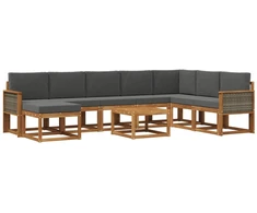 Lauko sofos komplektas su pagalve 9 pcs Natūralus ir antracitas