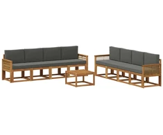 Lauko sofos komplektas su pagalve 9 pcs Natūralus ir antracitas