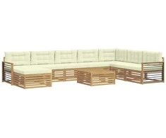 Lauko sofos komplektas su pagalve 9 pcs Balta ir kreminė