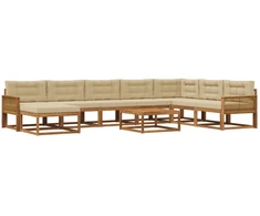 Lauko sofos komplektas su pagalve 9 pcs Natūralus ir bežinis
