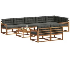 Lauko sofos komplektas su pagalve 9 pcs Natūralus ir antracitas