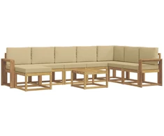 Lauko sofos komplektas su pagalve 9 pcs Balta ir kreminė