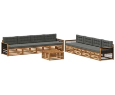 Lauko sofos komplektas su pagalve 9 pcs Natūralus ir antracitas