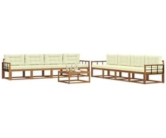 Lauko sofos komplektas su pagalve 9 pcs Natūralus ir grietinėlė