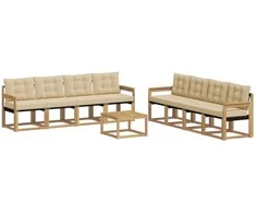 Lauko sofos komplektas su pagalve 9 pcs Balta ir kreminė
