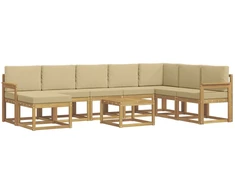 Lauko sofos komplektas su pagalve 9 pcs Balta ir kreminė
