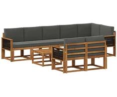 Lauko sofos komplektas su pagalve 9 pcs Natūralus ir antracitas