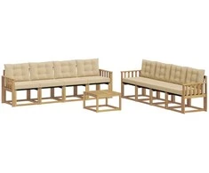 Lauko sofos komplektas su pagalve 9 pcs Balta ir kreminė