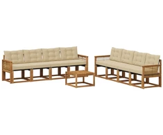 Lauko sofos komplektas su pagalve 9 pcs Natūralus ir bežinis