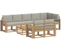 Lauko sofos komplektas su pagalve 9 pcs Balta ir šviesiai pilka