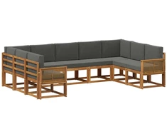 Lauko sofos komplektas su pagalve 9 pcs Natūralus ir antracitas