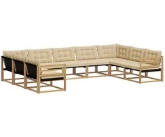 Lauko sofos komplektas su pagalve 9 pcs Balta ir kreminė
