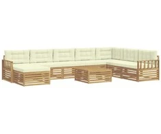 Lauko sofos komplektas su pagalve 9 pcs Balta ir kreminė