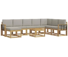 Lauko sofos komplektas su pagalve 9 pcs Balta ir šviesiai pilka