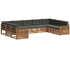 Lauko sofos komplektas su pagalve 9 pcs Natūralus ir antracitas