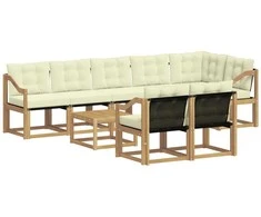 Lauko sofos komplektas su pagalve 9 pcs Balta ir kreminė