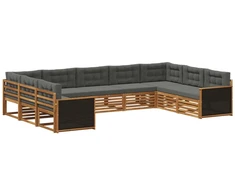 Lauko sofos komplektas su pagalve 9 pcs Natūralus ir antracitas