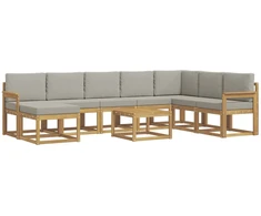 Lauko sofos komplektas su pagalve 9 pcs Balta ir šviesiai pilka