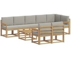 Lauko sofos komplektas su pagalve 9 pcs Balta ir šviesiai pilka