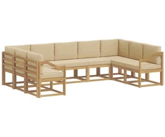Lauko sofos komplektas su pagalve 9 pcs Balta ir kreminė