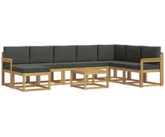 Lauko sofos komplektas su pagalve 9 pcs Balta ir antracito
