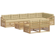 Lauko sofos komplektas su pagalve 9 pcs Balta ir kreminė