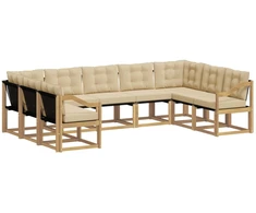 Lauko sofos komplektas su pagalve 9 pcs Balta ir kreminė