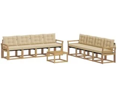 Lauko sofos komplektas su pagalve 9 pcs Balta ir kreminė