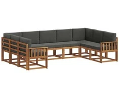 Lauko sofos komplektas su pagalve 9 pcs Natūralus ir antracitas