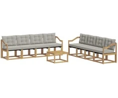 Lauko sofos komplektas su pagalve 9 pcs Balta ir šviesiai pilka