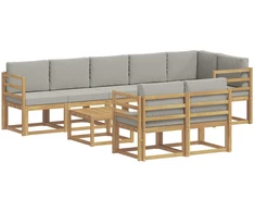 Lauko sofos komplektas su pagalve 9 pcs Balta ir šviesiai pilka