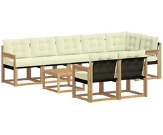 Lauko sofos komplektas su pagalve 9 pcs Balta ir kreminė