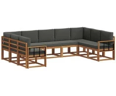 Lauko sofos komplektas su pagalve 9 pcs Natūralus ir antracitas