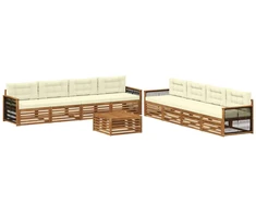 Lauko sofos komplektas su pagalve 9 pcs Natūralus ir grietinėlė
