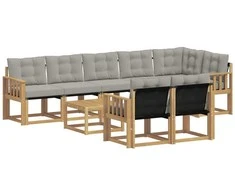 Lauko sofos komplektas su pagalve 9 pcs Balta ir šviesiai pilka
